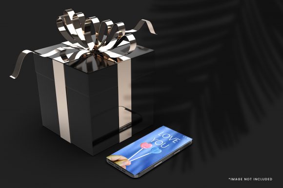 Gift Box with Smart Phone Mockup