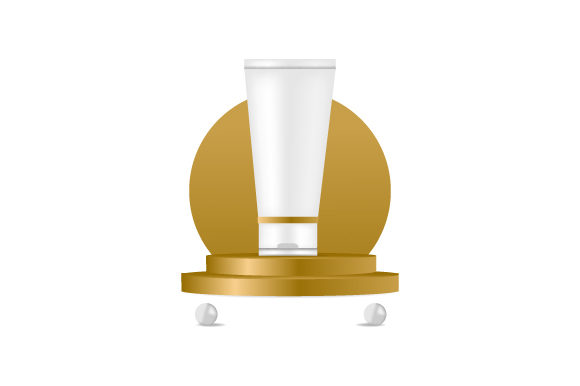 Gold 3D Podium with Jar Cream Mockup Design Vector